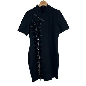 Black Milk‎ Womens Bodycon Dress XL Black Knee Length Buckle Goth Punk